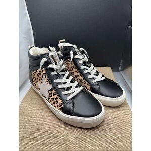 NWB Vintage Havana Lester Leopard Gold Star High Top Women's Sneakers Sz 10